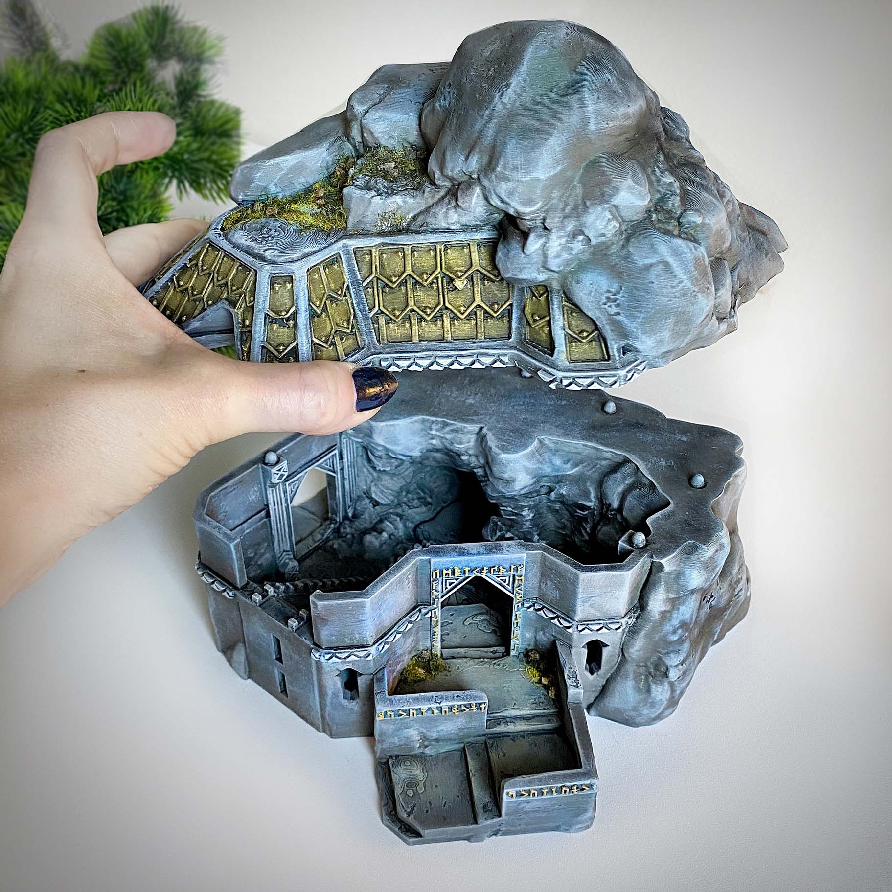 I handpainted these awesome dwarven buildings from The Kingdom of Durak Deep collection designed by Conquest Creations. 👉 Do you want me to paint your models as well? Keep on reading. These buildings (The Mineshaft, The Lore Masters Home, The Well House and The Dwarven Home) all have fully playable interiors and detachable roofs! Need this? I got you covered! They were printed by Eriksterrainprints. Go check out their store for the entire collection of The Kingdom of Durak Deep and many more 3D terrain and miniatures! When you buy a 3D print, it is usually not fully assembled and not painted yet. But I can take care of that for you in all desired colors! I can assemble and paint your favorite models from Warhammer, D&D or any 3D print you want build. Let me know what your wishes are and I’ll make a beautiful statue or terrain piece for you too. Feel free to send me a message. Don’t be shy. Send me a DM! I am excited to hear from you. #tabletopgames #tabletopterrain #lotr #mesbg #lotrminiatures #paintinglotr #lordoftheringsminiatures #tabletopminiatures #strategygame #miniaturewargaming #3dminiature #3dminiatures #lordoftherings #middleearth #thehobbit #wargaming #3dprinting #scenery #modelbuilding #tabletop #tabletopscenery #dndterrain #warhammerterrain #terrainbuilding #miniatureterrain #middleearthstrategybattlegame #miniaturehouse #kingdomofdurakdeep #wargamingterrain #dwarfhouse