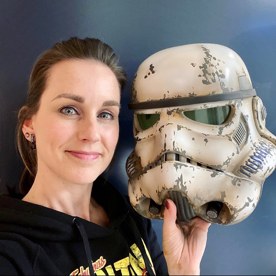 Debbie shows her painted Star Wars mask