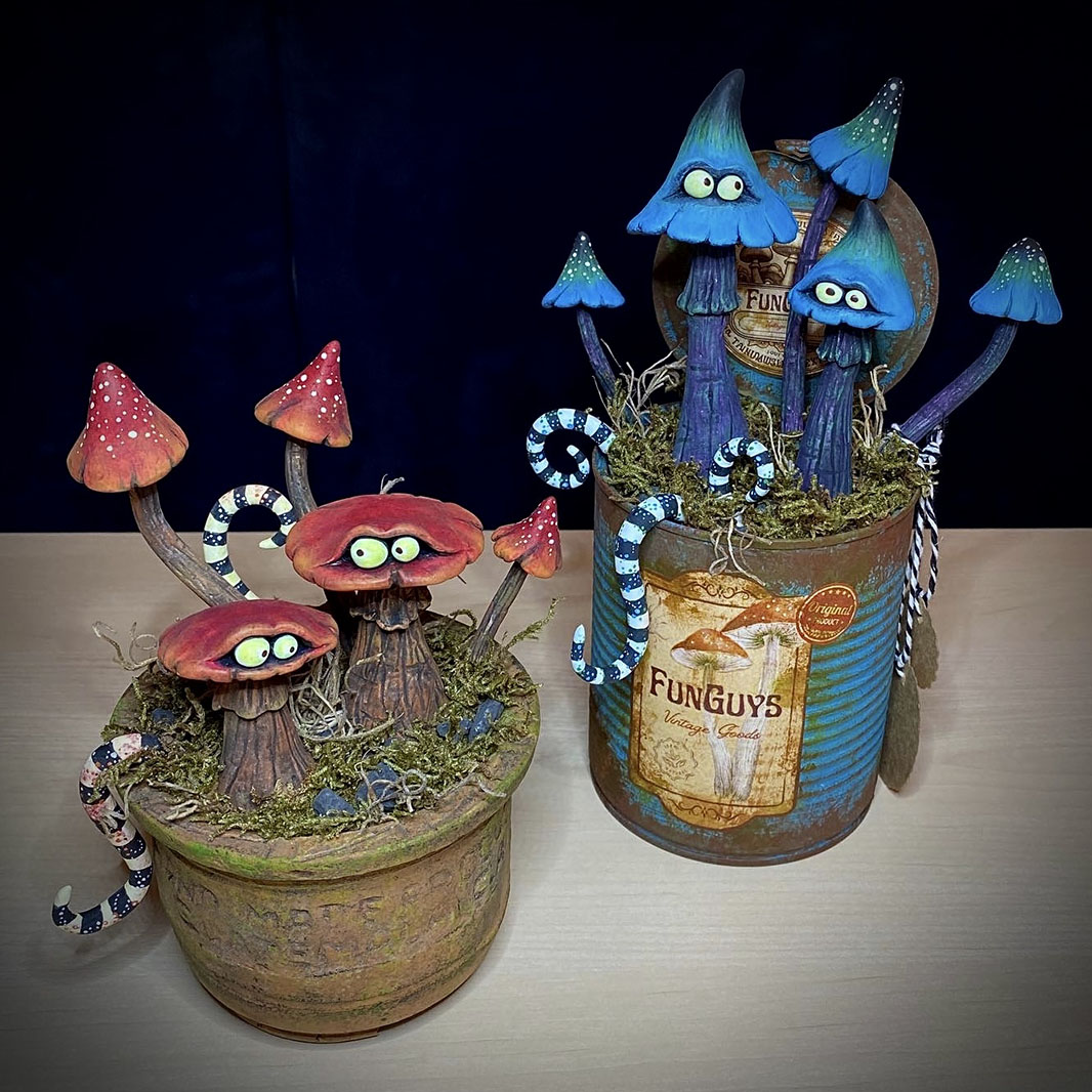 I sculpted and painted these ‘FunGuys’ (funny looking fungi😉). I was inspired by one of my favorite artists, Tim Burton. I sculpted these fellows in air-dry clay. Gave them a pot/can and decorated it with stones and plants. In the realm of whimsical enchantment lies a duo of sculpted miniature toadstools, known as ‘FunGuys,’ whose very name reflects their playful nature. These captivating creations possess an aura of Tim Burtonesque charm. These adorable FunGuys are not mere sculptures; they are portals into a world of imagination and whimsy, beckoning us to embrace the whimsical and find laughter in the ordinary. #funguy #funguys #fungi #fungi_fan_club #funghi #fungiphotography #fungilove #fungifanatic #fungifreaks #fungilover #fungiart #fantasticfungi #guys #funnyguys #toadstool #sculpting #claysculpture #sculpture #sculptures #toad #toads #toadsofinstagram #sculpting #sculpture #sculptureart #mushrooms #mushroom #toadstools #sculpt #timburton #timburtonstyle #timburtonart